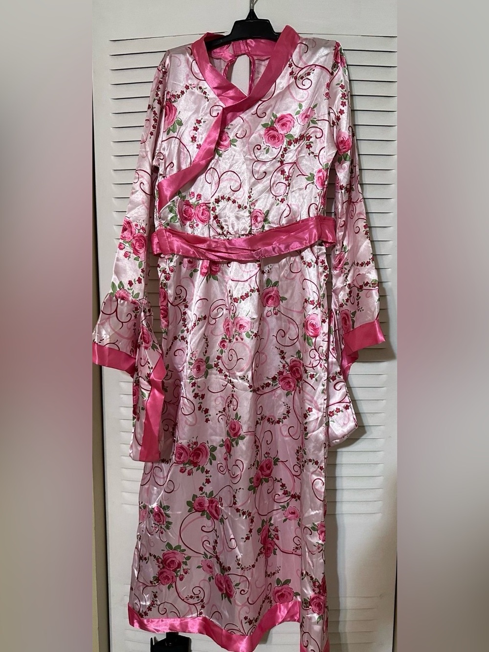 Rubie’s Girls Pink Floral Kimono Costume Dress Asian Princess Size Medium (8-10)